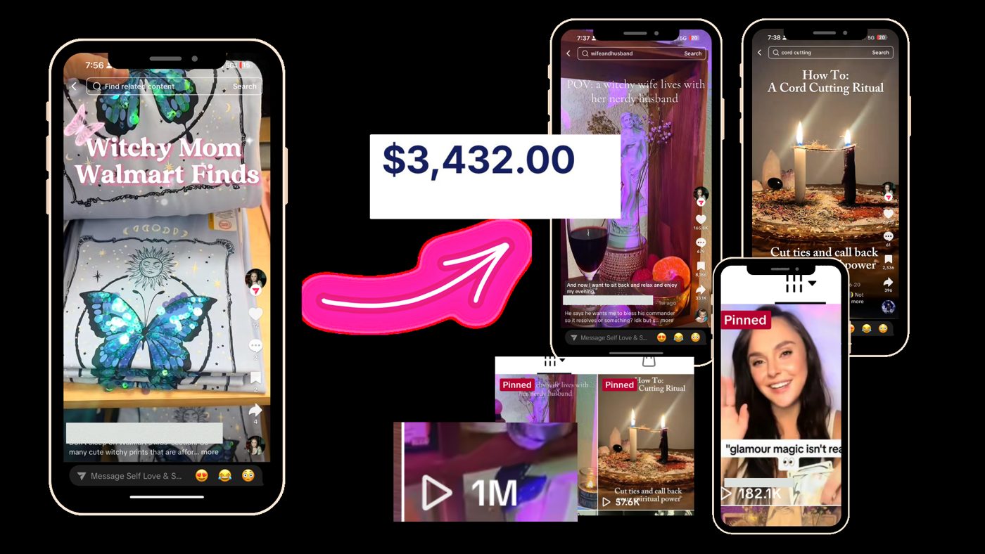 Maddie's viral content and $3,432 in revenue