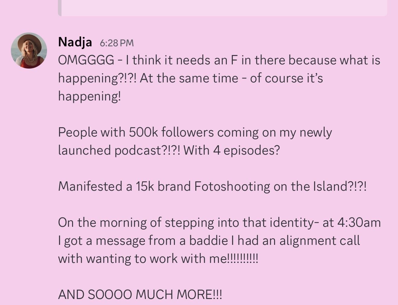 Nadja's message to Jayda